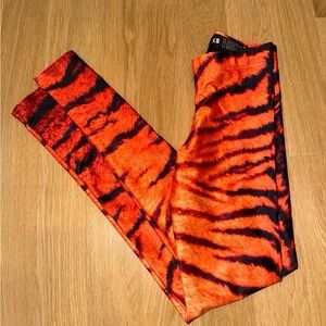 Blackmilk Orange and Black Tiger Print Leggings